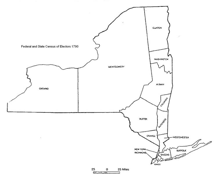 New York State Federal And State Census Of Electors Map 1790