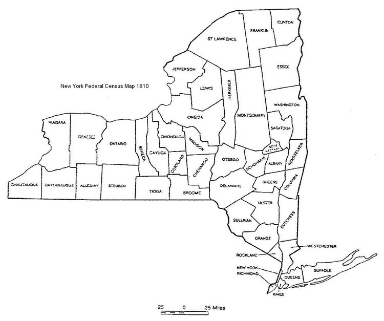 New York State Federal Census Map 1820