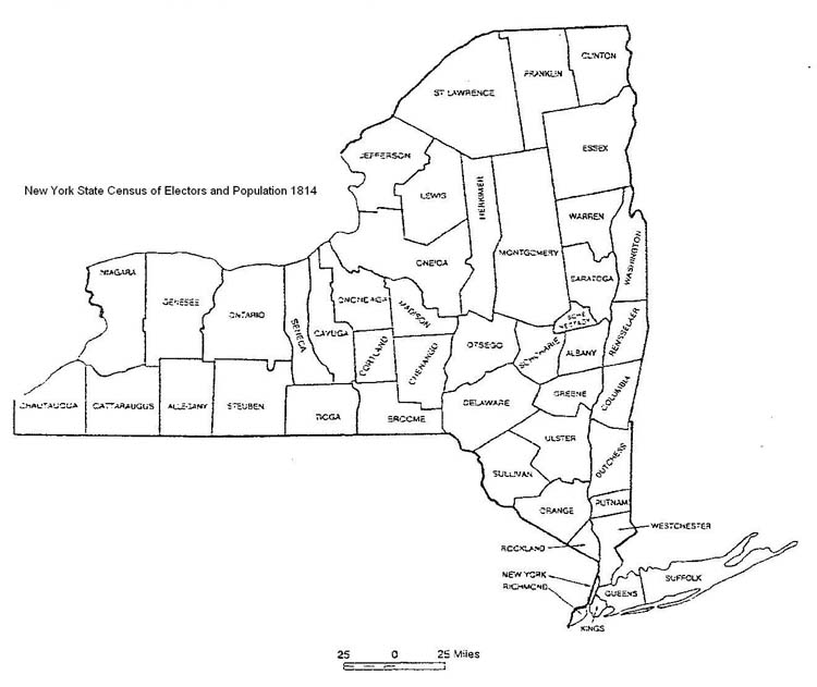 New York State Census of Electors and Population Map 1814